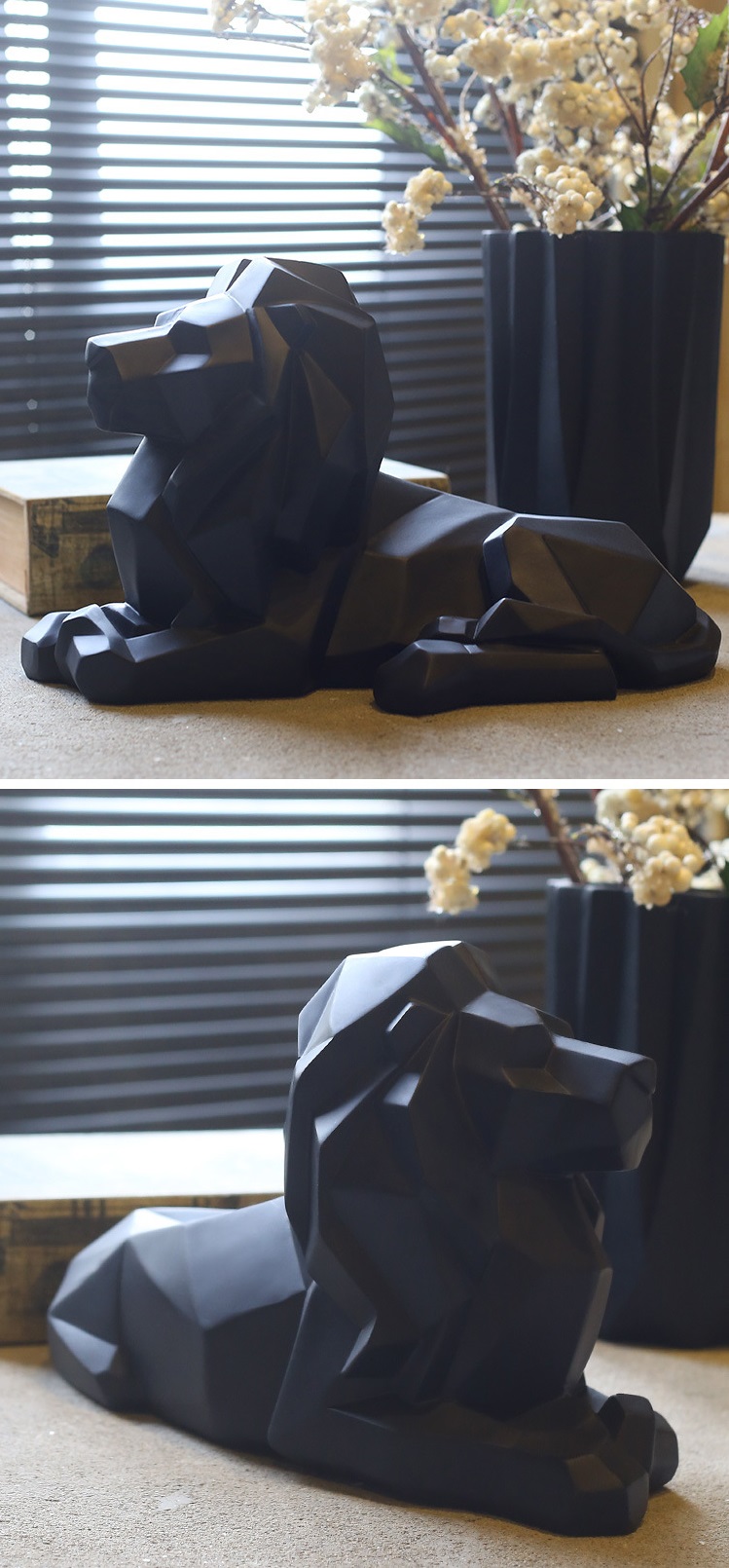 hj3587 几何叠纸狮子摆件_滨州宏景雕塑有限公司