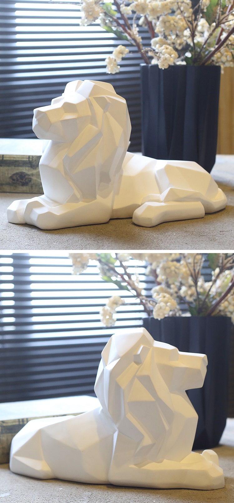 hj3589 几何叠纸狮子摆件_滨州宏景雕塑有限公司
