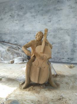 hj1285 音乐人物提琴手泥塑_音乐人物玻璃钢雕塑_滨州宏景雕塑有限公司